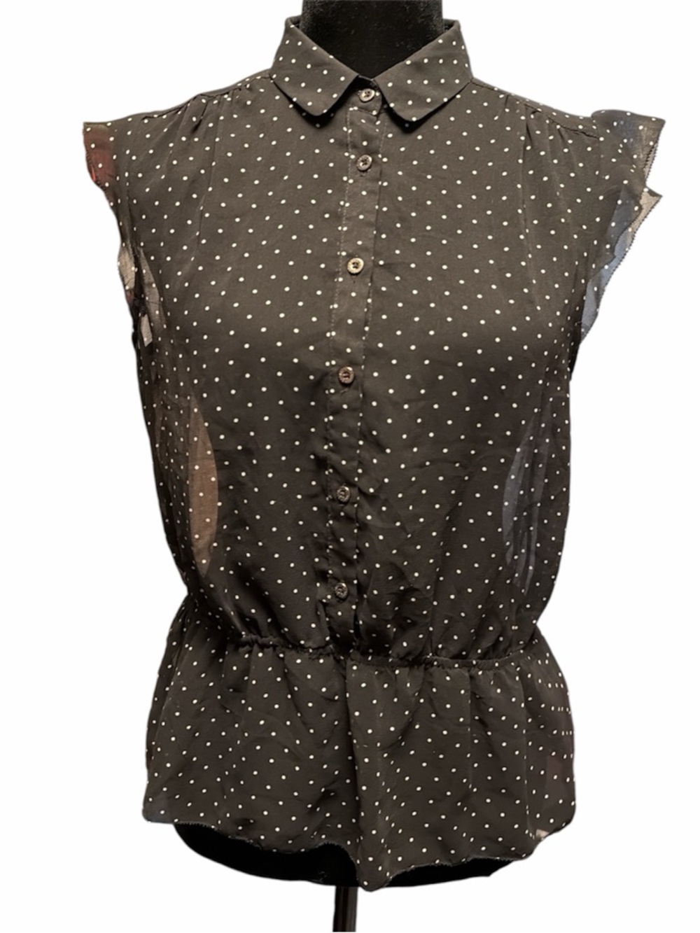 GARAGE Polka Dot Semi Sheer Blouse
